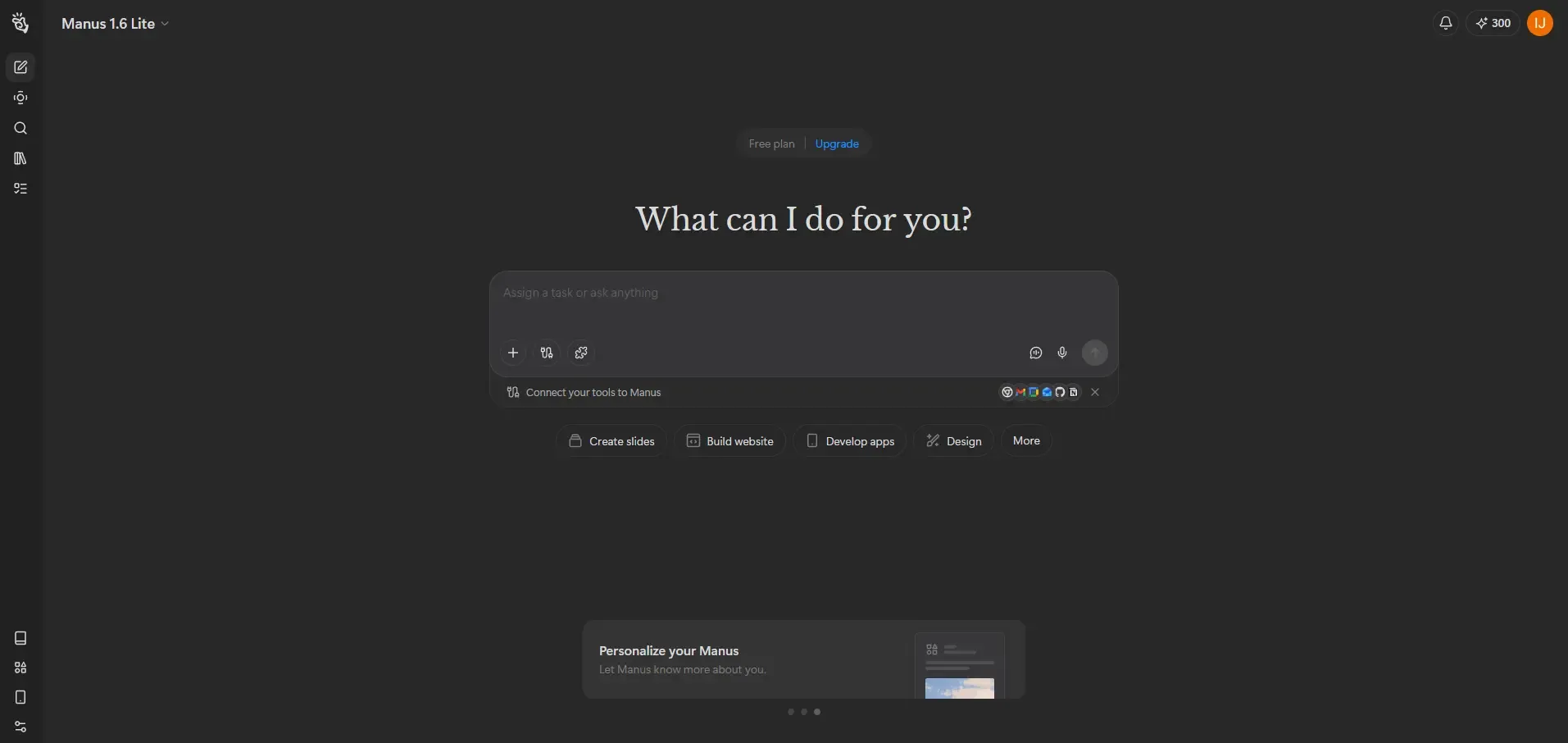 Manus AI Homepage