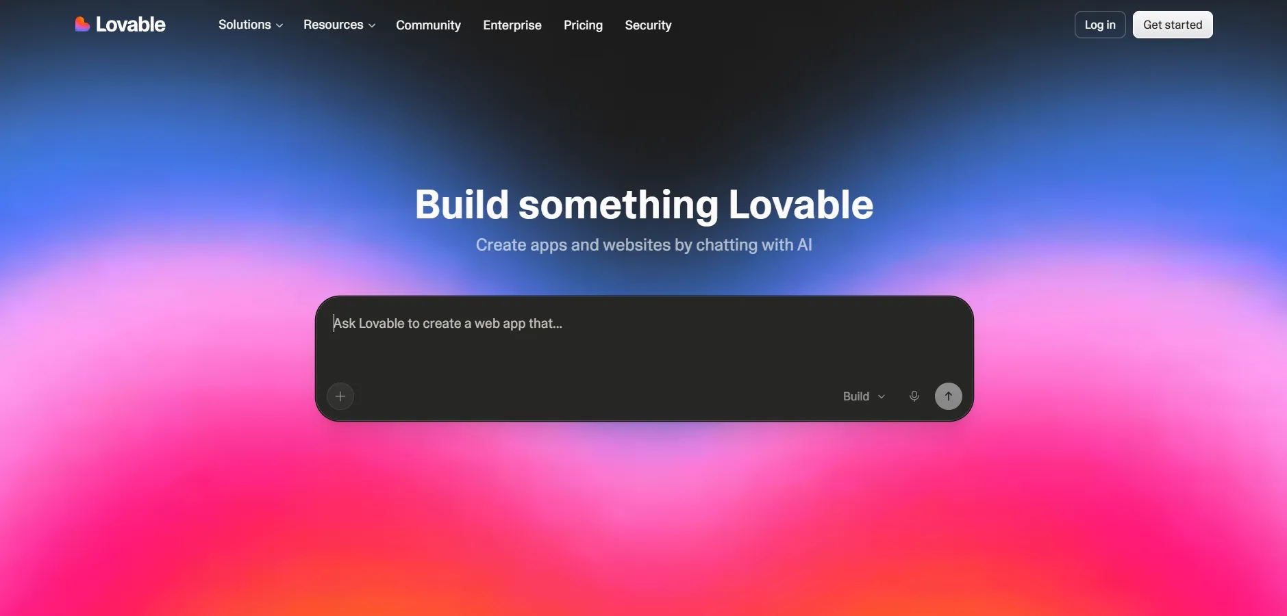 Screenshot Image of Lovable AI website builder homepage