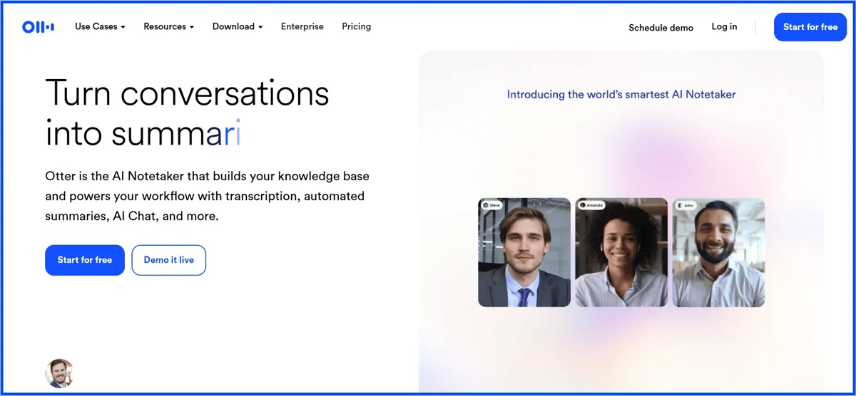 Otter.ai Home Page Image
