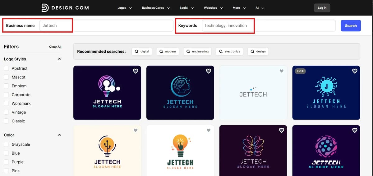 Design.com logo Dashboard