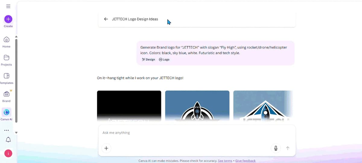 Image shows the Canva logo generation