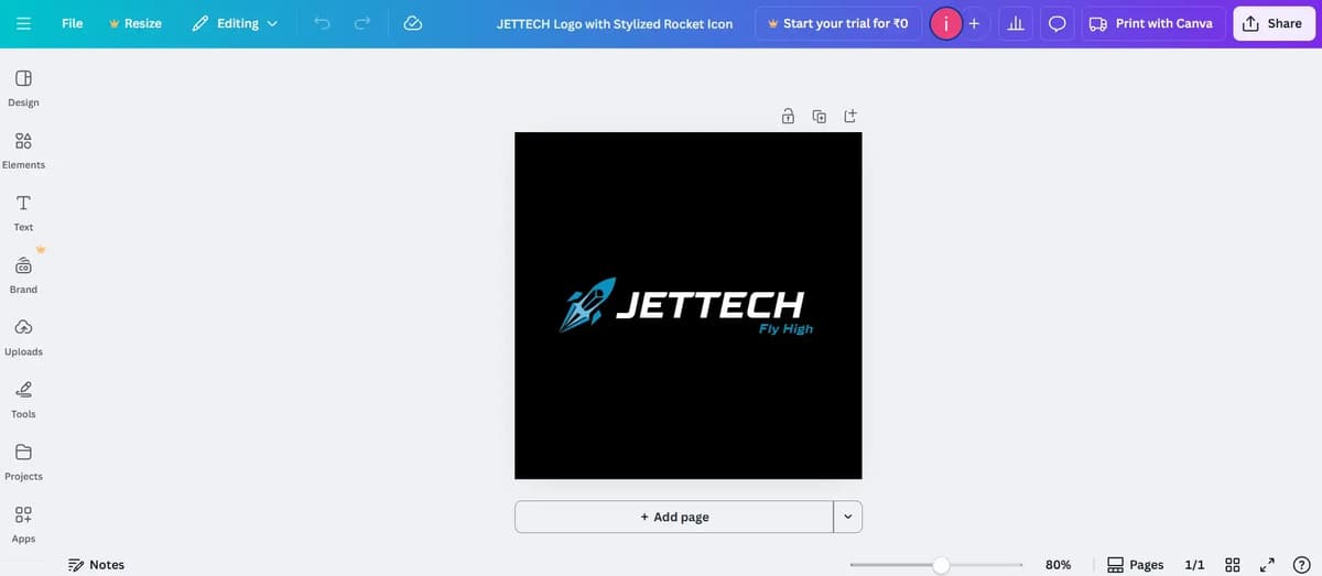 Canva Logo edit page