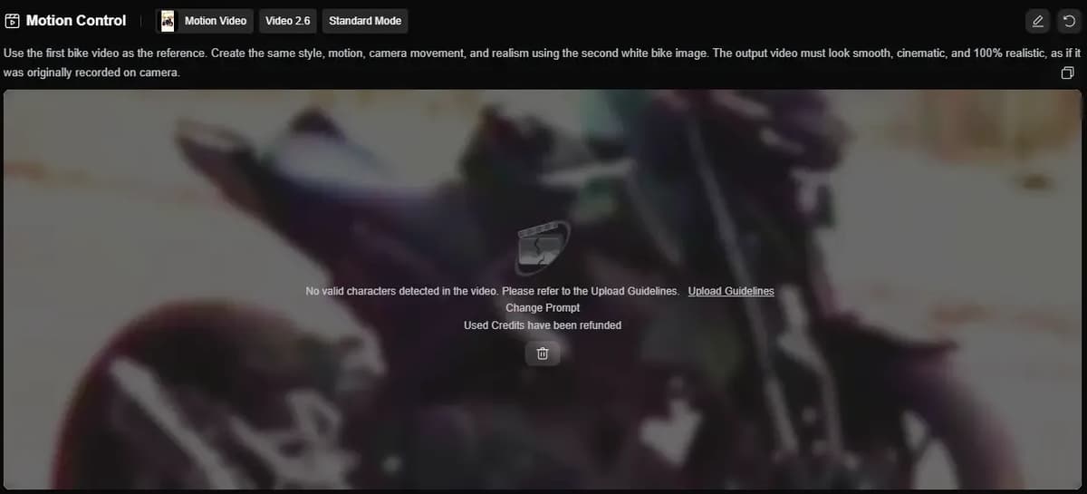 Kling AI motion control output loading