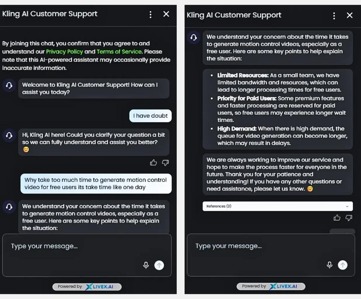 Chat with Kling AI customer support