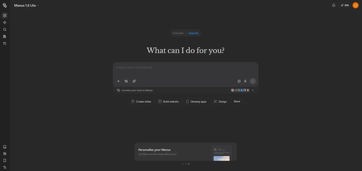 Manus AI Homepage