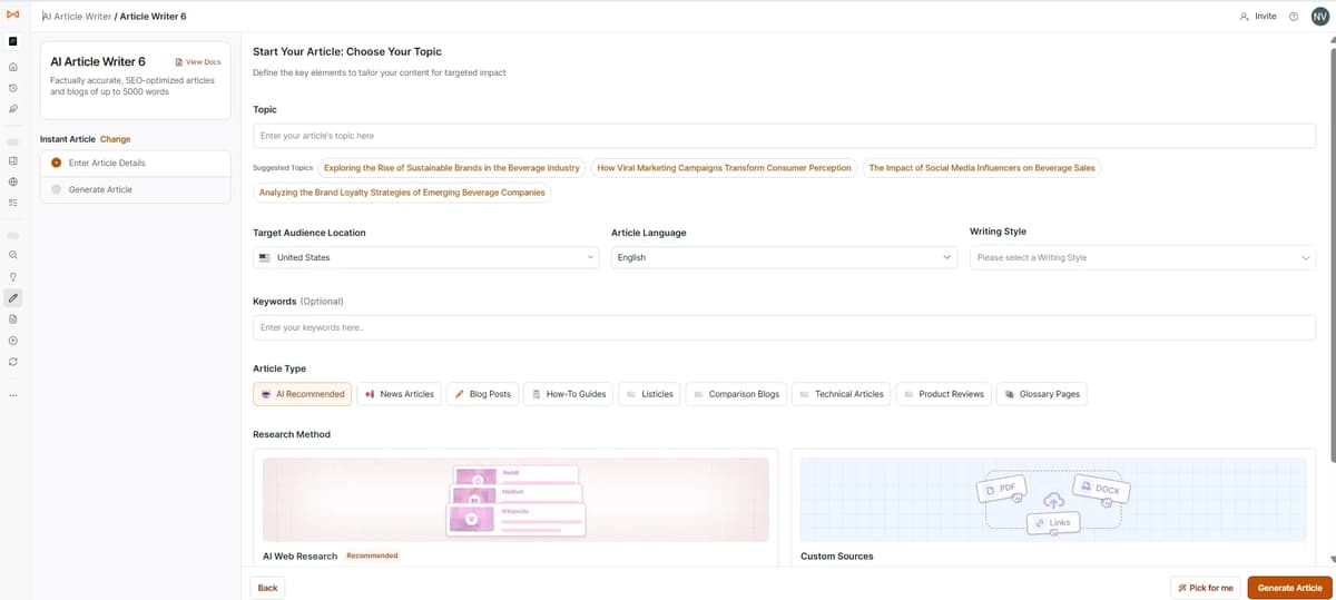 Start your article choose your topic