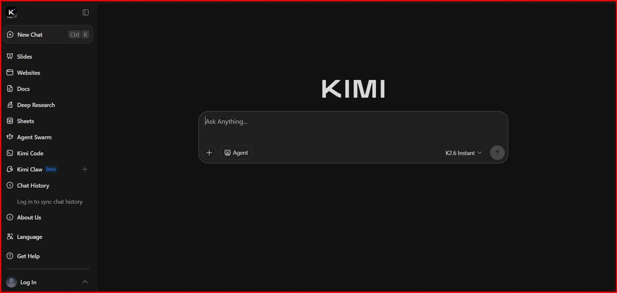 Screenshot Image of Kimi AI Homepage Interface
