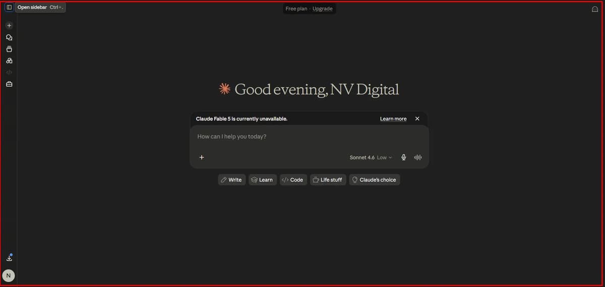 Screenshot Image of Claude Interface