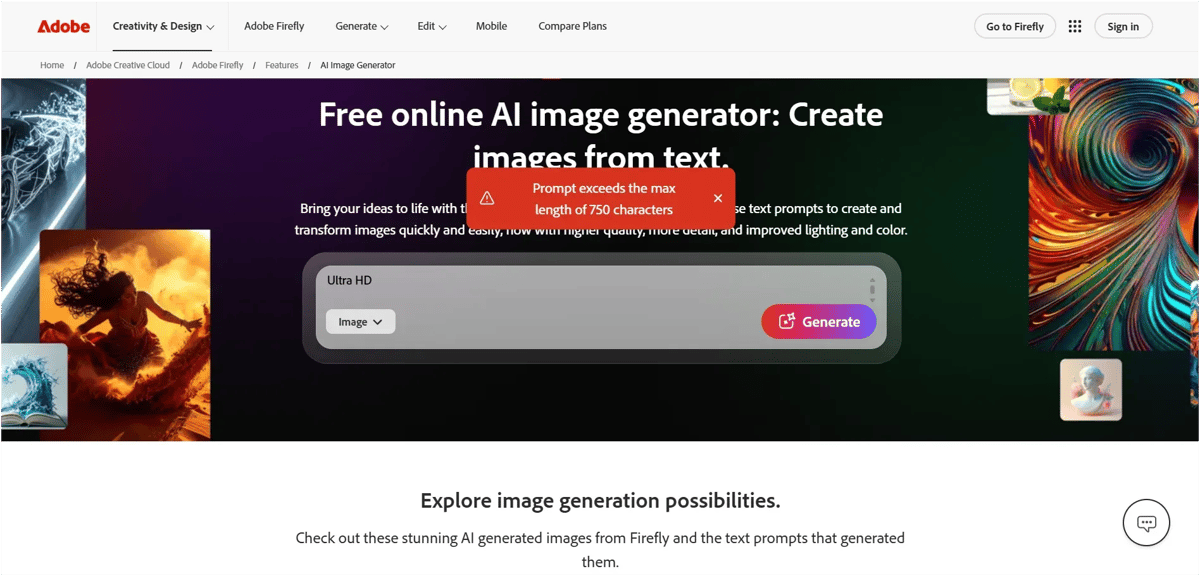 Screenshot Image of Adobe Firefly Workspace