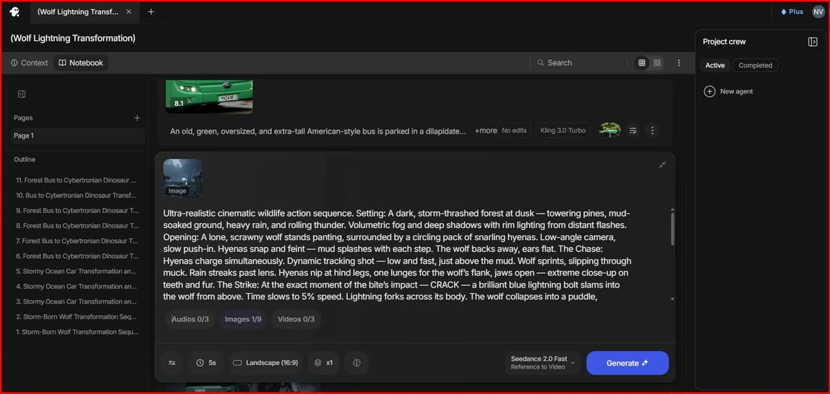 Screenshot Image of InVideo AI Vidoe Generator workspace area