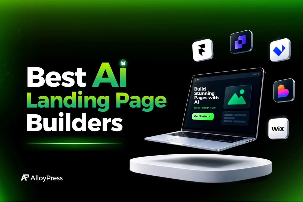Best AI landing page builders comparison graphic