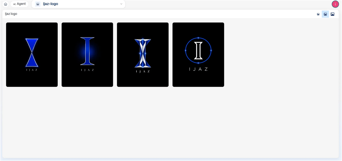 Four AI logo variations generated in one attempt with Gamma AI image generation