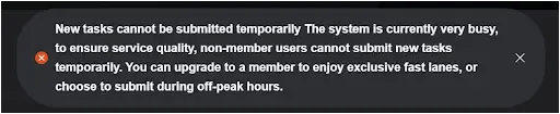Kling AI notification while doing elements mode