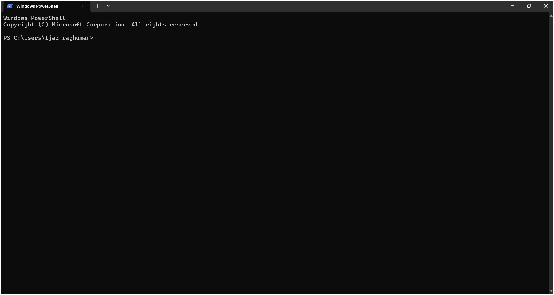 Windows PowerShell terminal opened to paste the Grok Build installation command